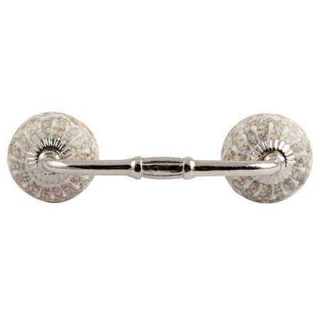 White Crackle Wheel Ceramic Bridge Cupboard Handle
